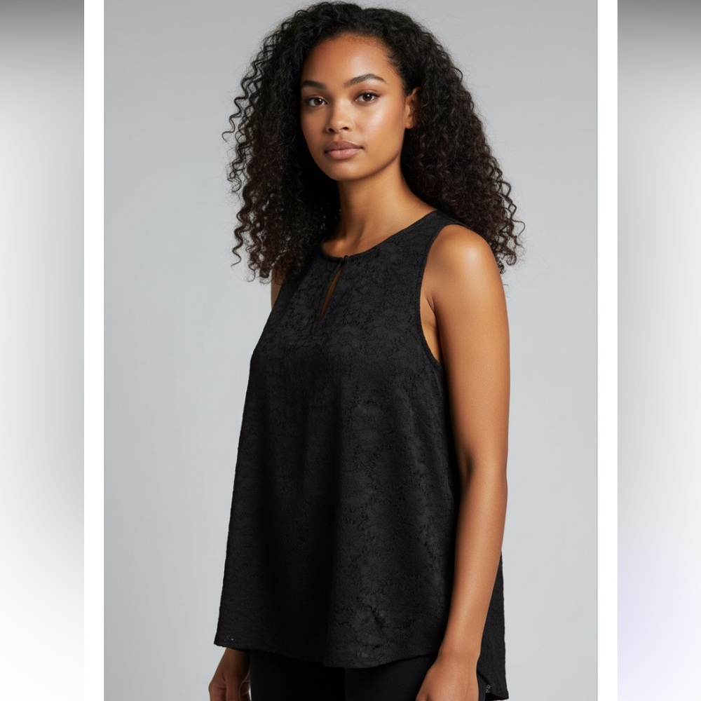 New Ellen Tracy Company Black Lace size XL Overlay Top Shirt Tank